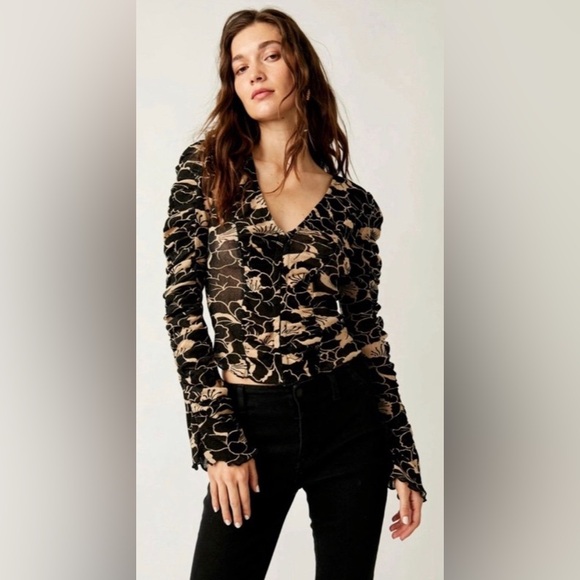 Free People Tops - NWOT Free People Through The Meadow Top In Black Combo